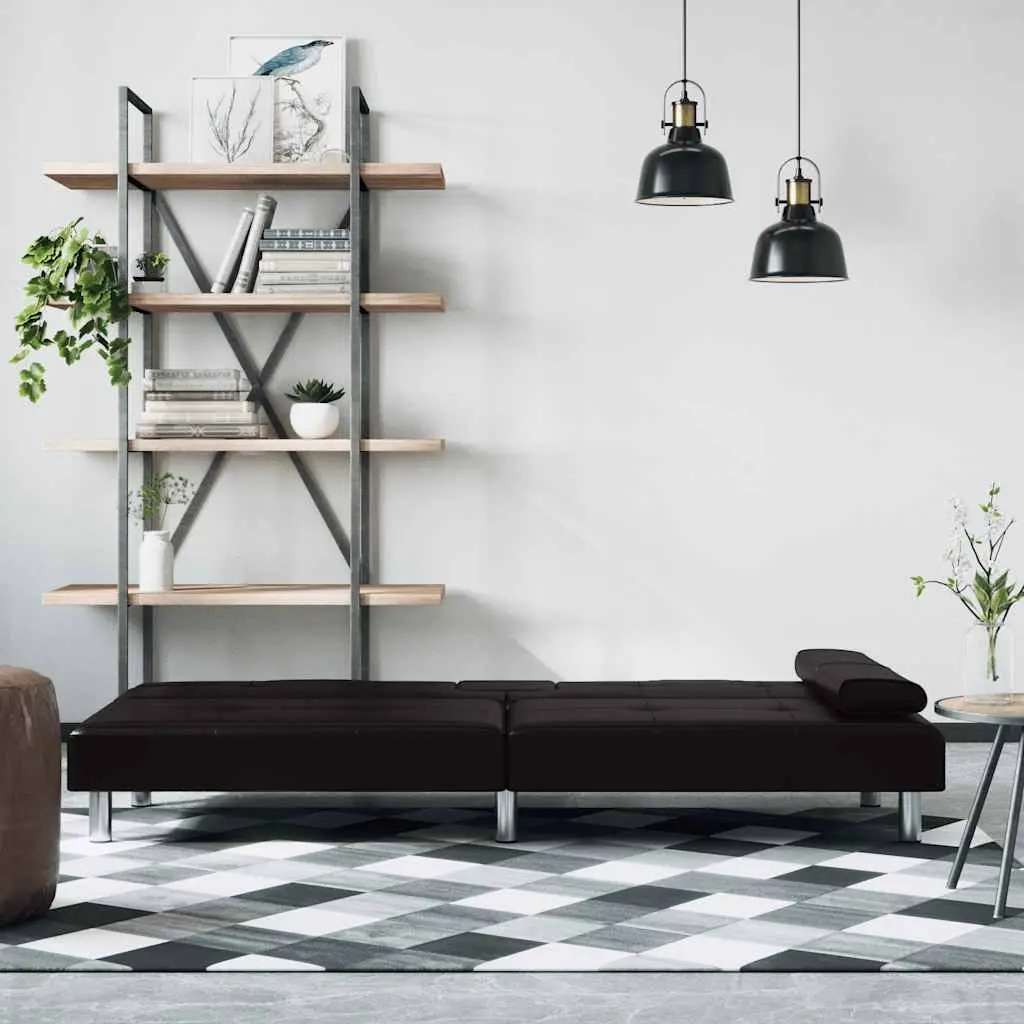 Adjustable Black Faux Leather Sofa Bed