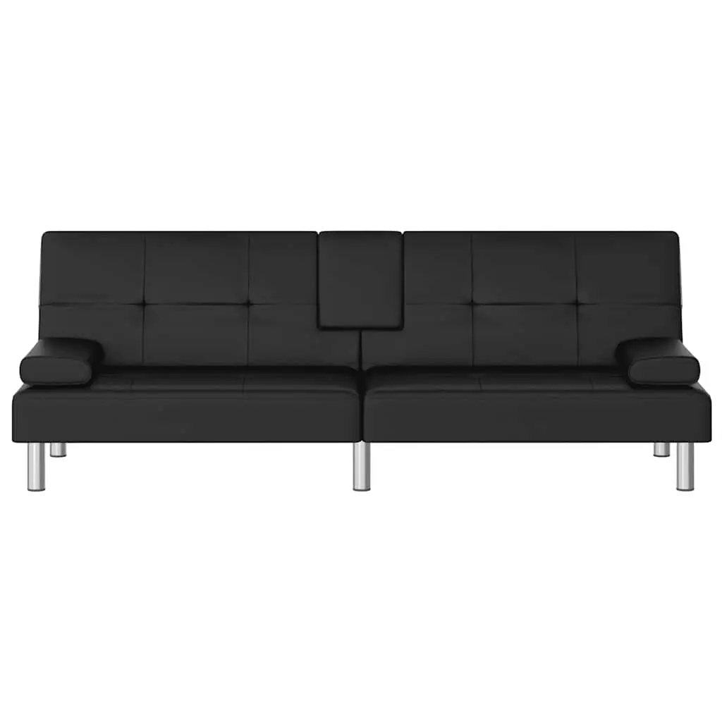 Adjustable Black Faux Leather Sofa Bed