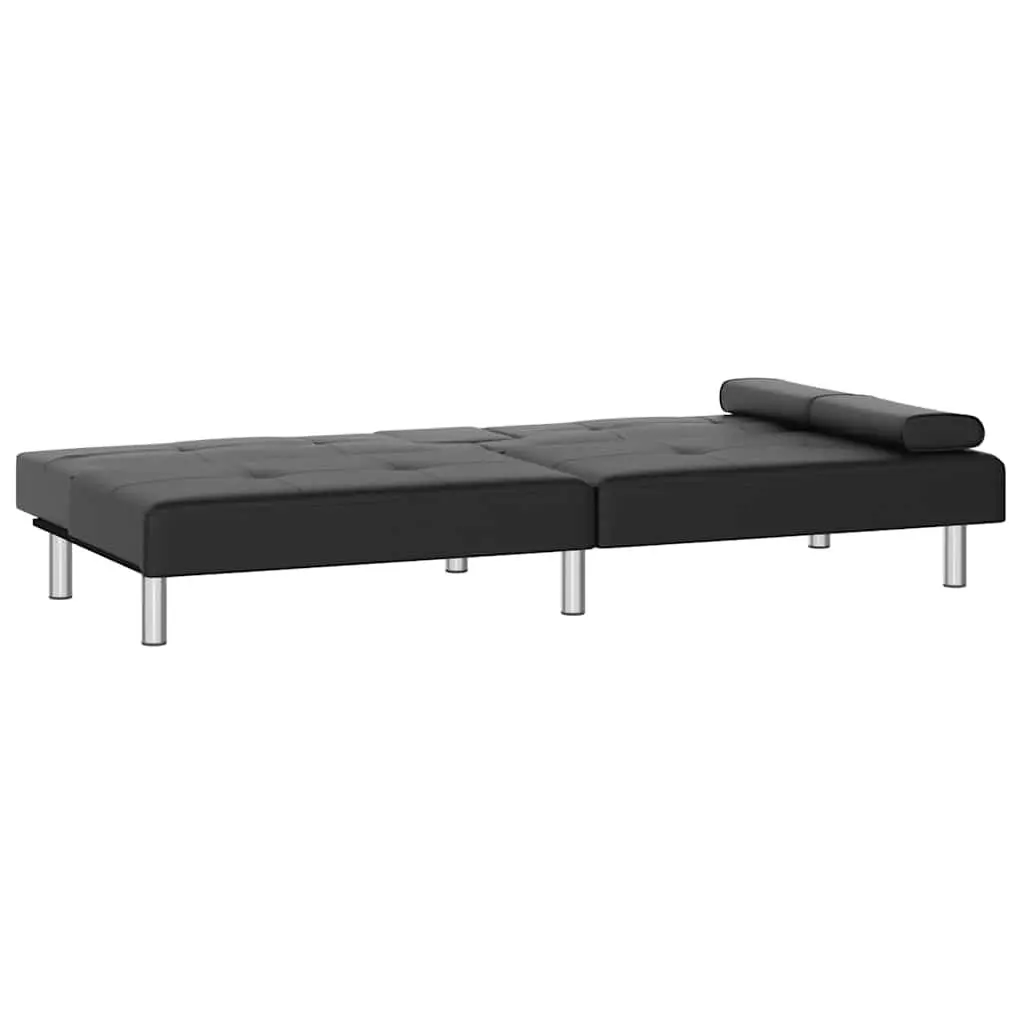 Adjustable Black Faux Leather Sofa Bed