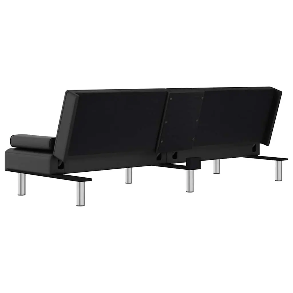 Adjustable Black Faux Leather Sofa Bed