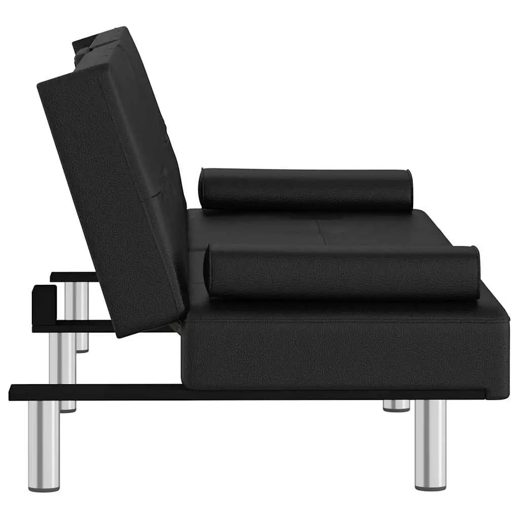 Adjustable Black Faux Leather Sofa Bed