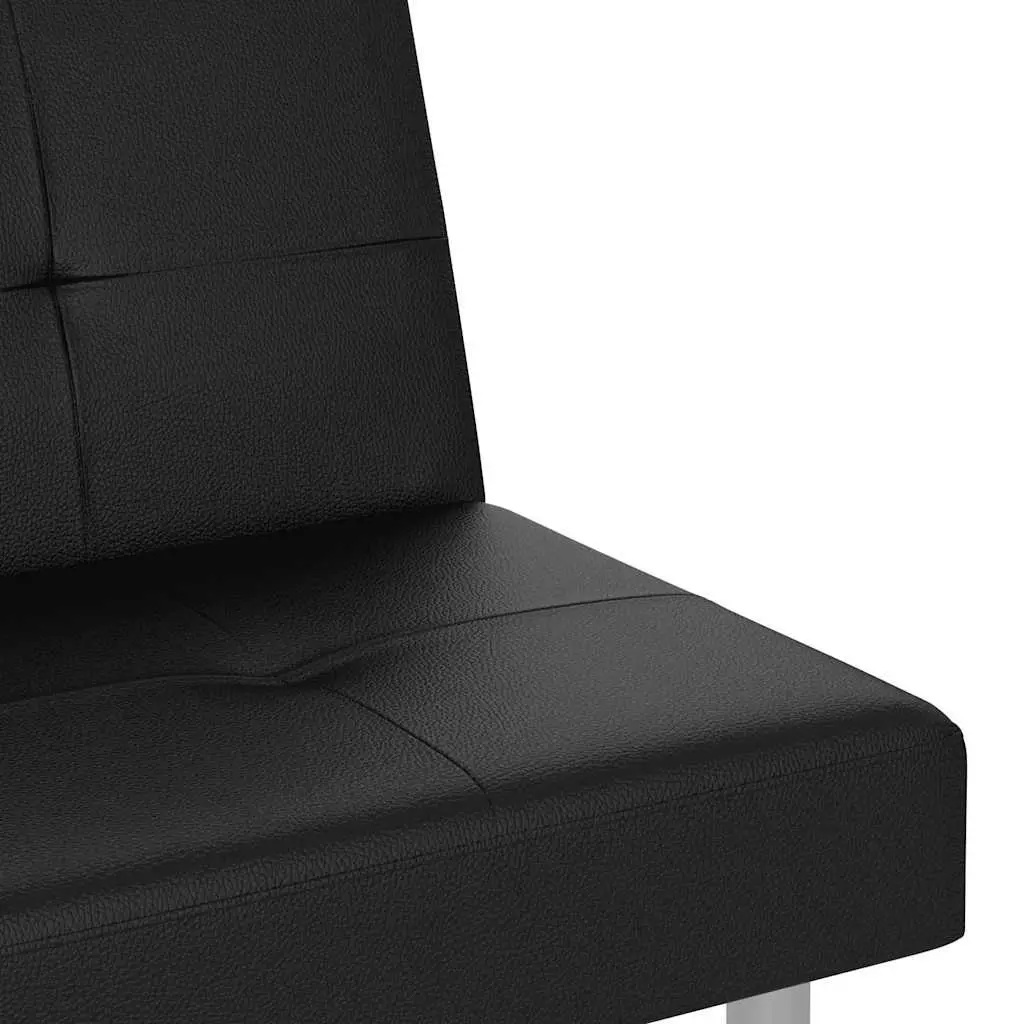 Adjustable Black Faux Leather Sofa Bed