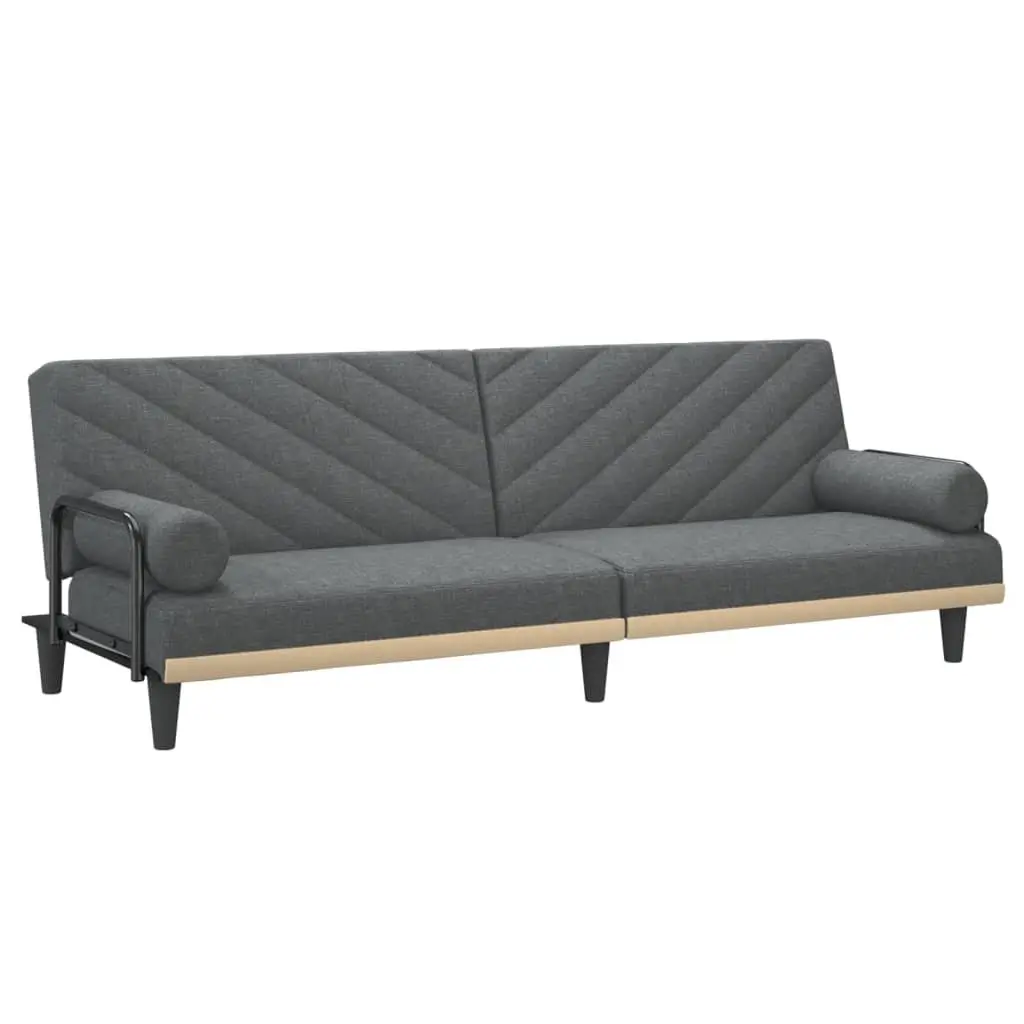 Grey Fabric Sofa Bed with Armrests
