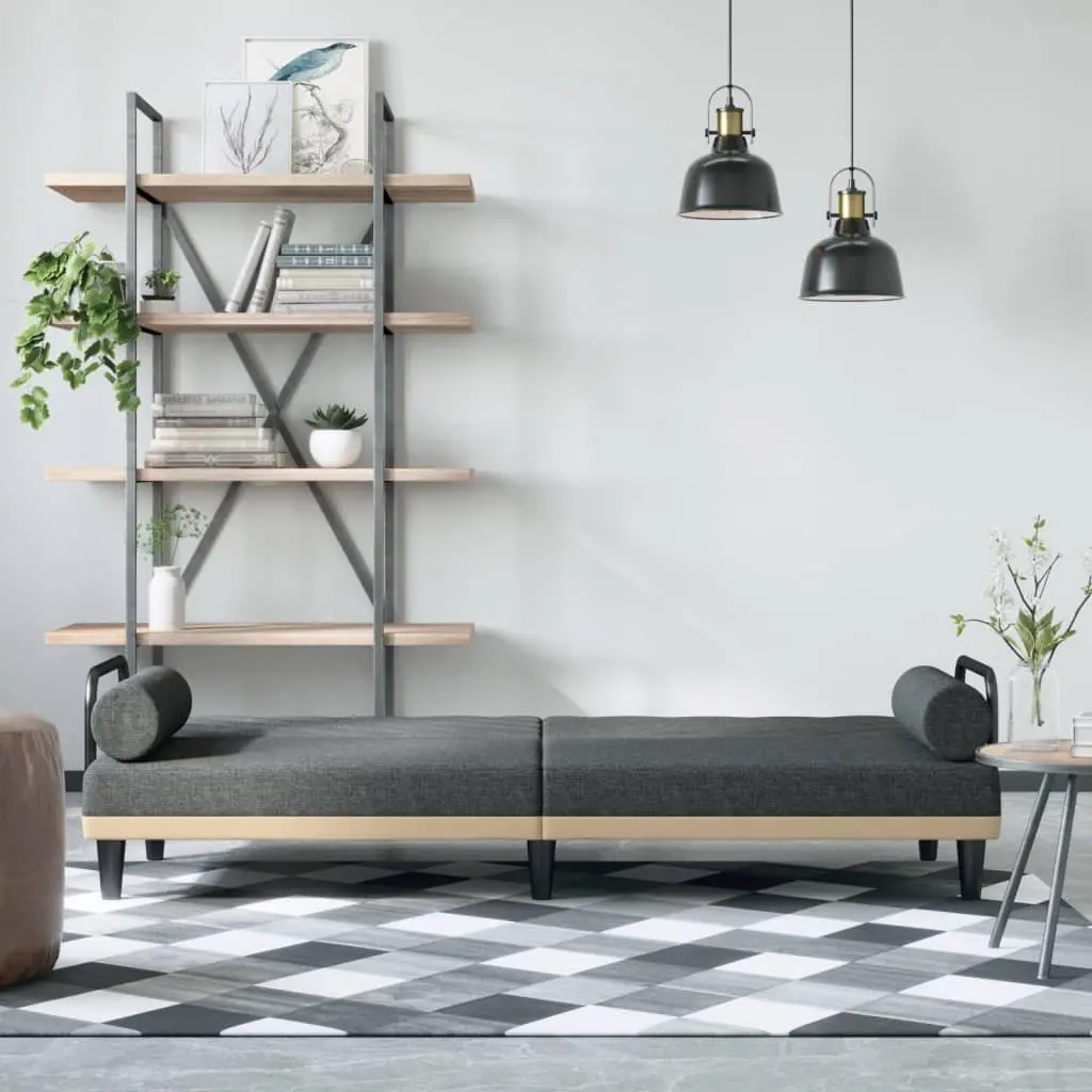 Grey Fabric Sofa Bed with Armrests
