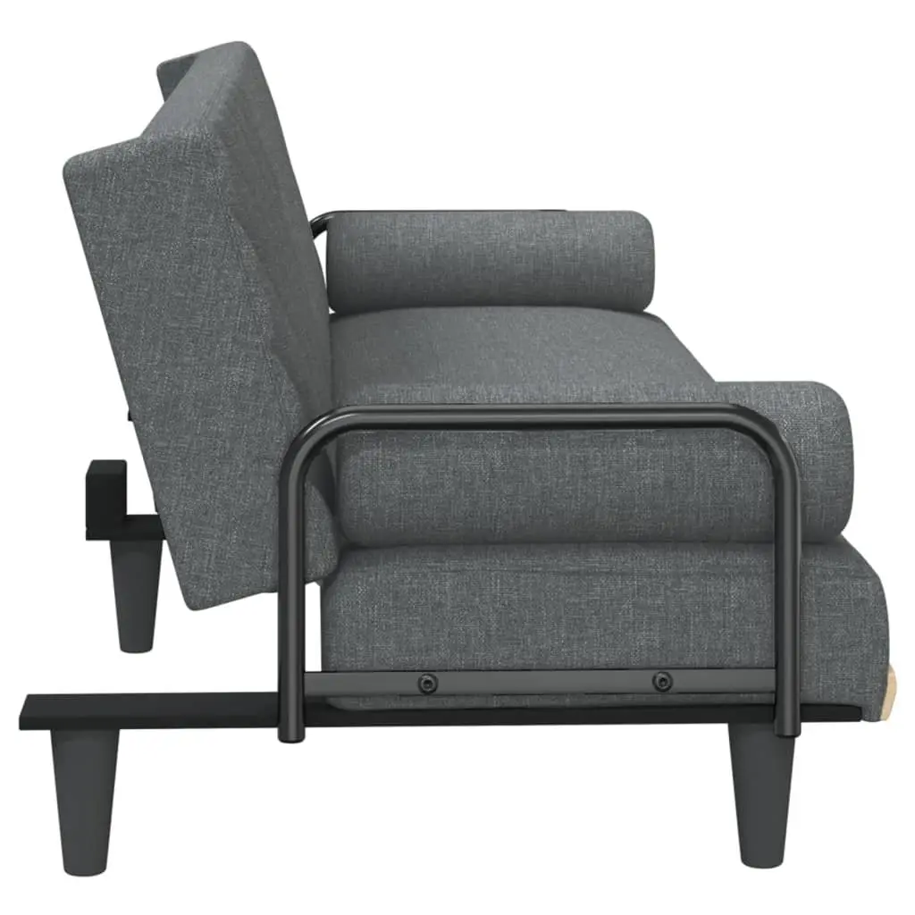 Grey Fabric Sofa Bed with Armrests