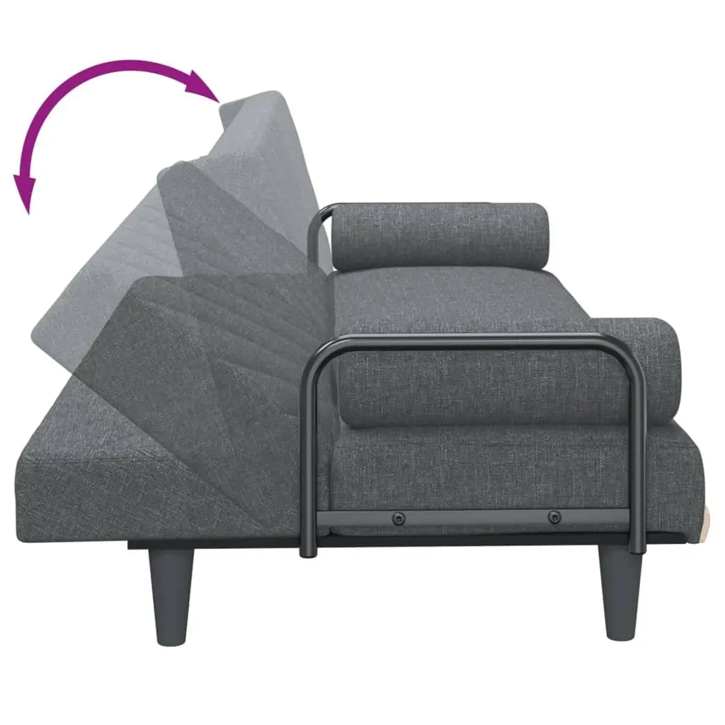 Grey Fabric Sofa Bed with Armrests