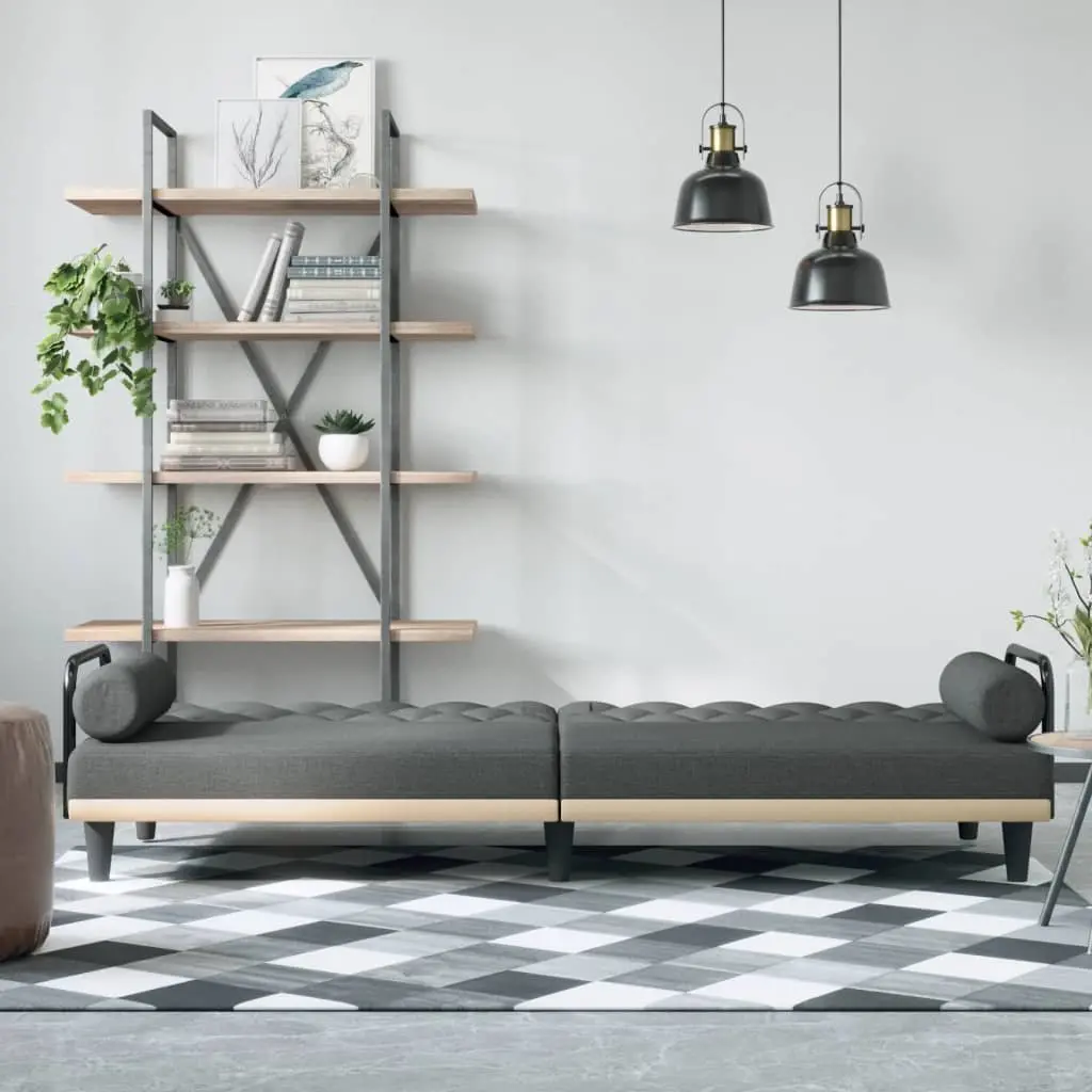 Sofa Bed for Living Room Grey Fabric Adjustable Backrest Sleeper Couch