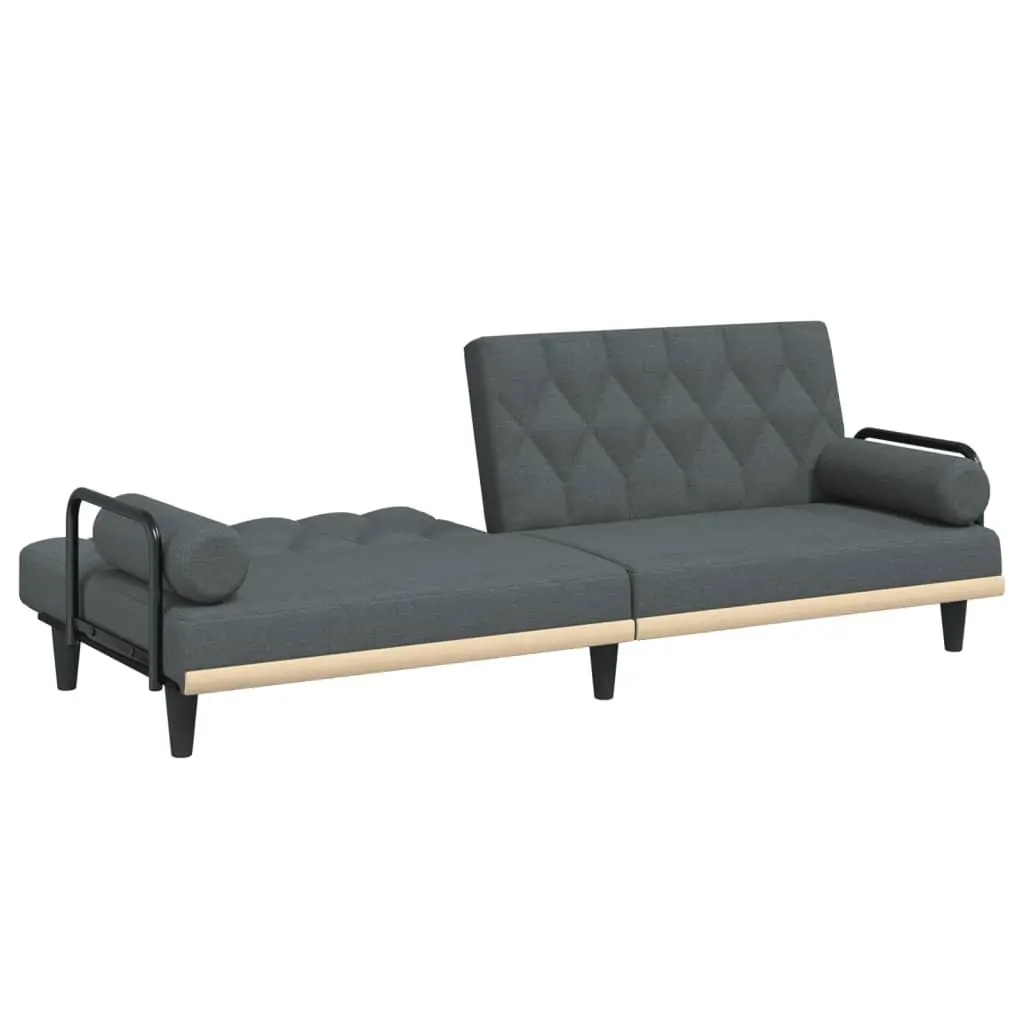 Sofa Bed for Living Room Grey Fabric Adjustable Backrest Sleeper Couch