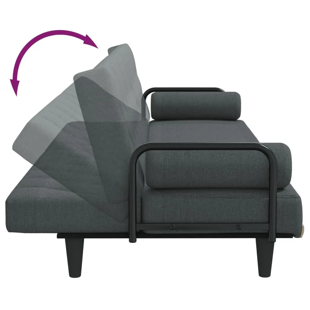 Sofa Bed for Living Room Grey Fabric Adjustable Backrest Sleeper Couch