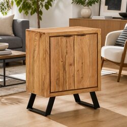 Solid Wood Sideboard Storage Cabinet 2 Doors Brown Acacia Living Room Furniture