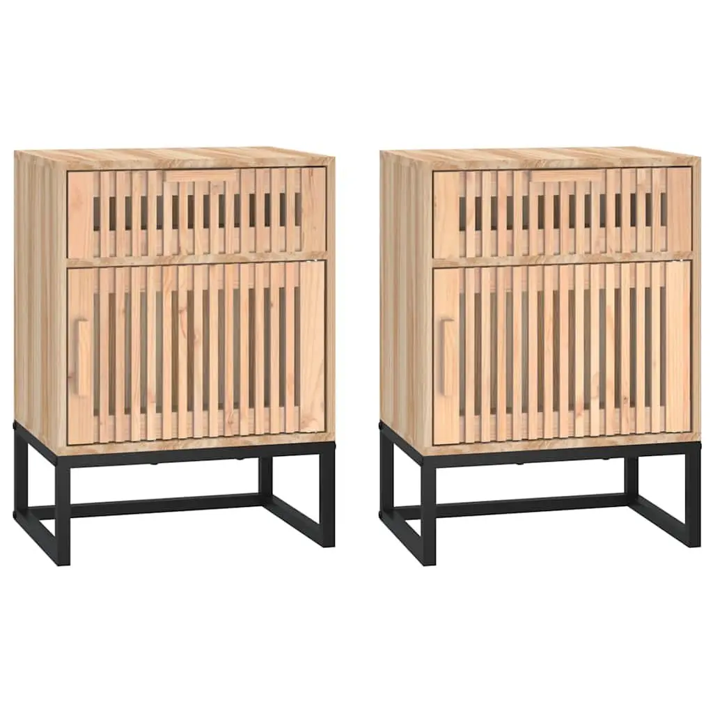 2pcs Brown Scandinavian Engineered Wood Nightstands