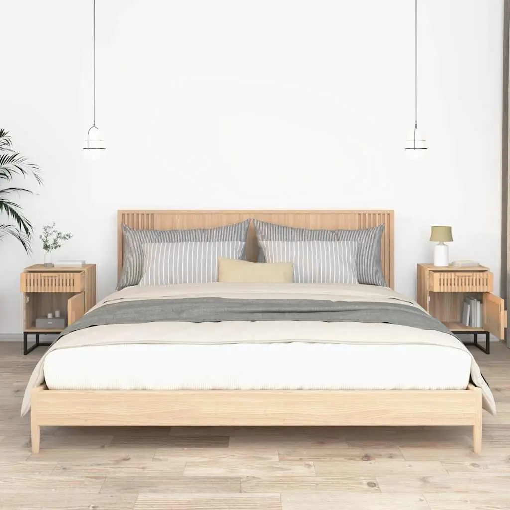2pcs Brown Scandinavian Engineered Wood Nightstands