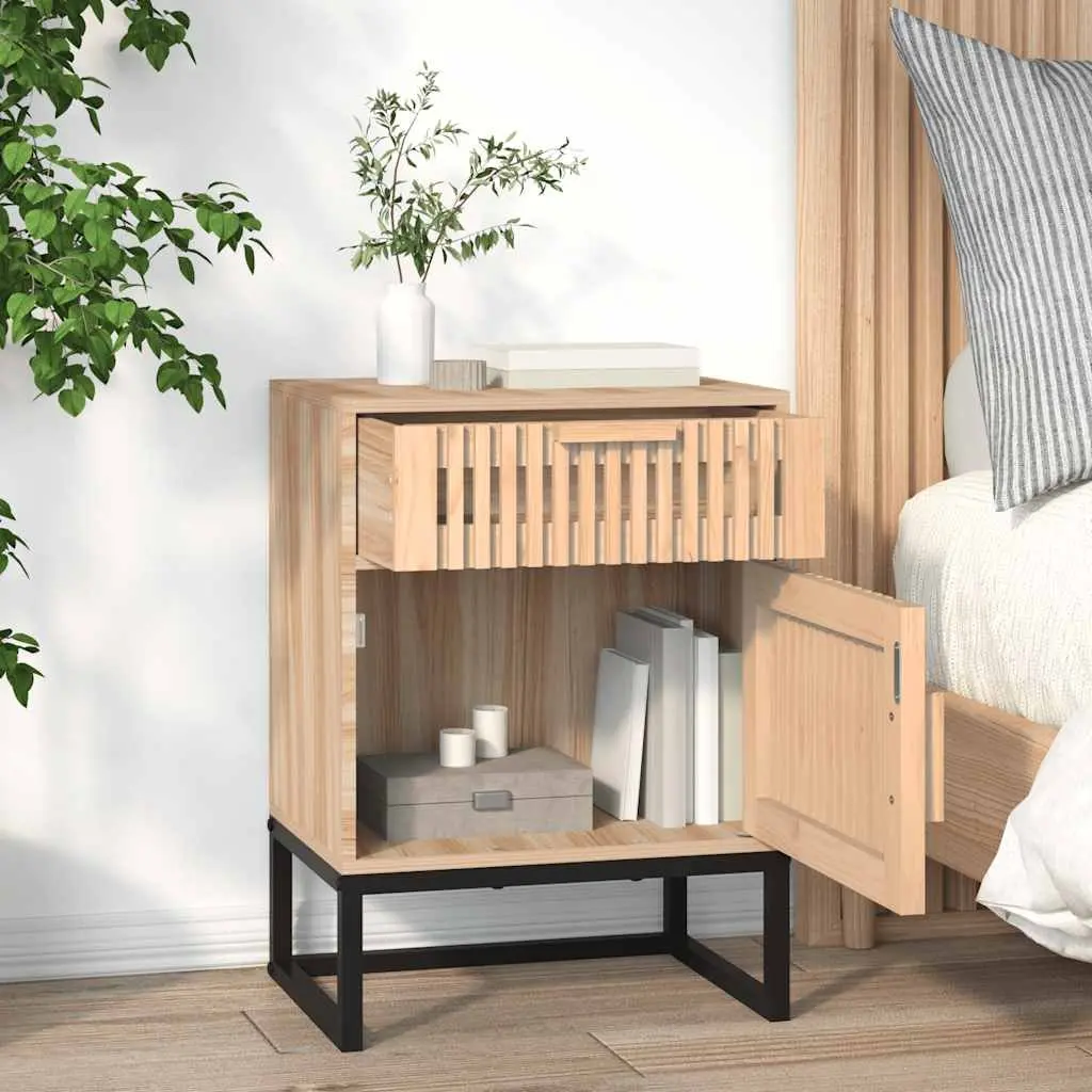 2pcs Brown Scandinavian Engineered Wood Nightstands