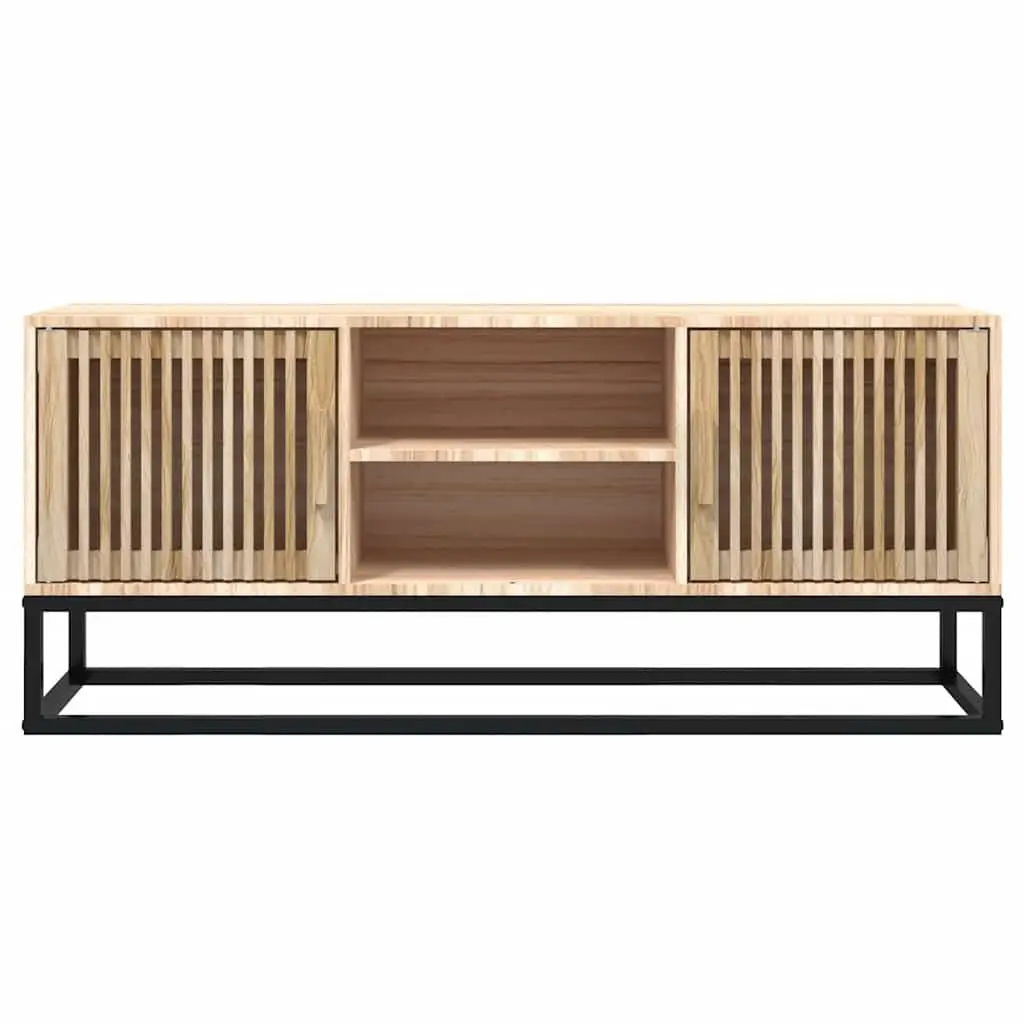 TV Cabinet for Living Room 105x30x45 cm Brown Engineered Wood Storage Unit with Metal Feet