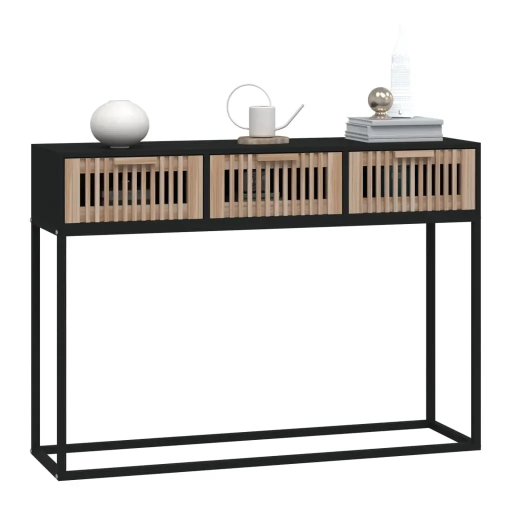Black Console Table with 3 Drawers