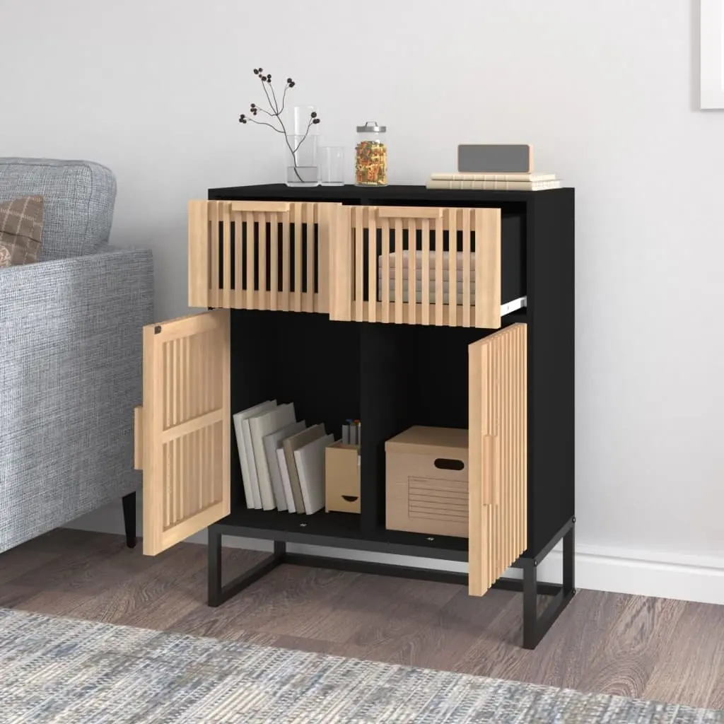 Sideboard Storage Cabinet Black 60x30x75cm Engineered Wood