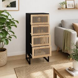 Highboard Storage Cabinet: 40 x 30 x 95 cm, Black