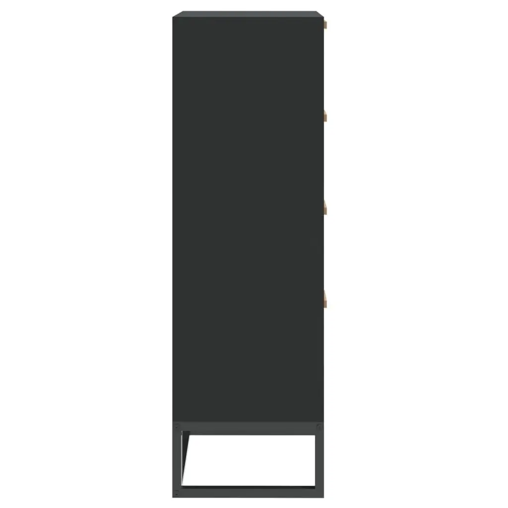Black Highboard Storage Cabinet Engineered Wood Furniture Tall Display Unit