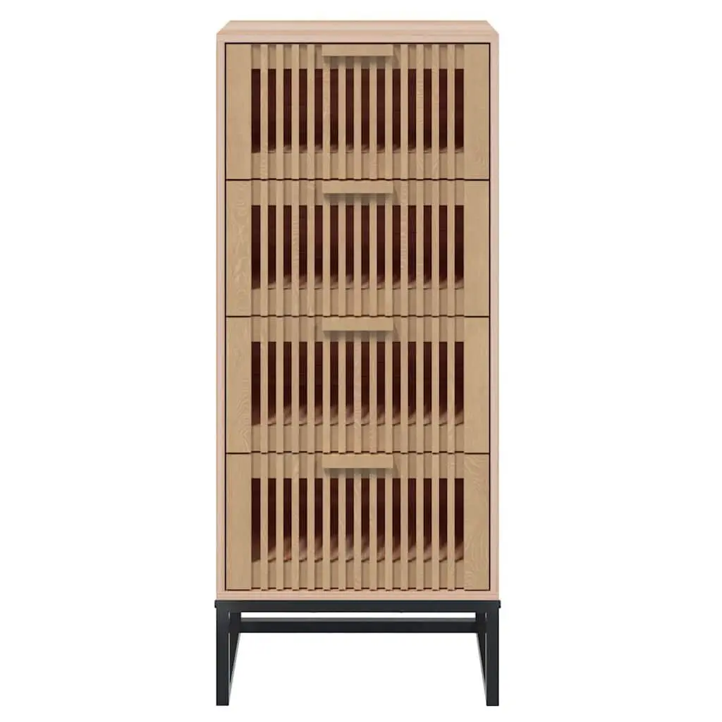 Highboard Storage Cabinet for Home Use Brown Engineered Wood Tall Sideboard with Drawers 40 x 30 x 95 cm