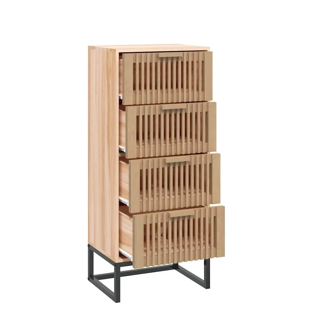 Highboard Storage Cabinet for Home Use Brown Engineered Wood Tall Sideboard with Drawers 40 x 30 x 95 cm