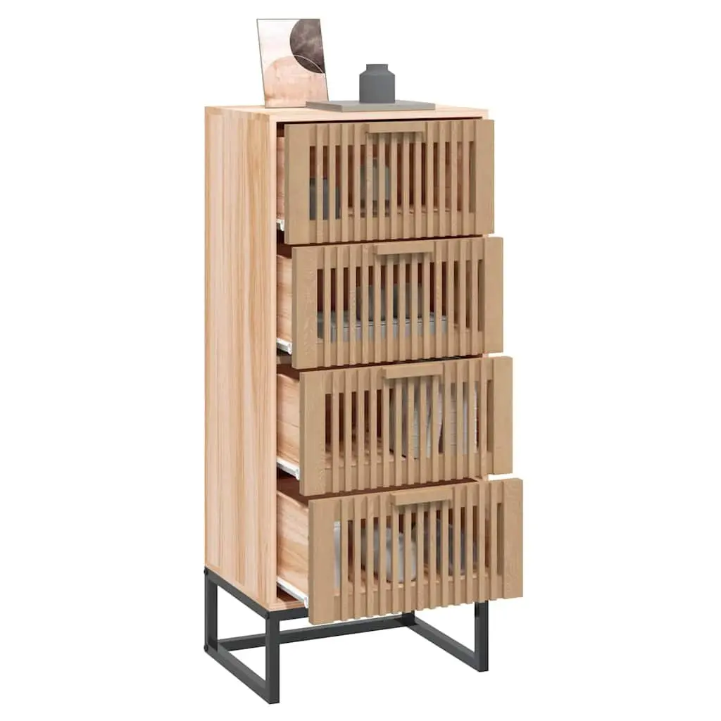 Highboard Storage Cabinet for Home Use Brown Engineered Wood Tall Sideboard with Drawers 40 x 30 x 95 cm