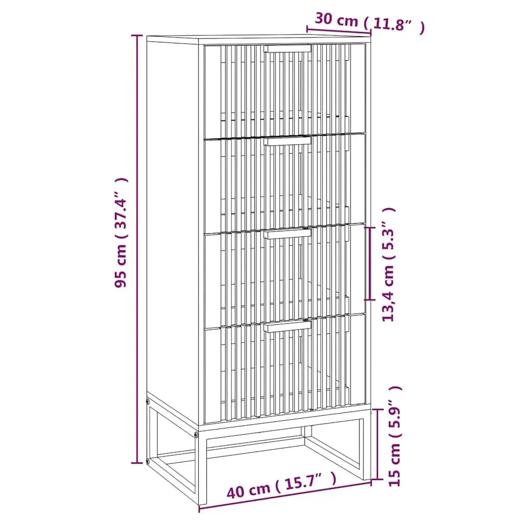 Highboard Storage Cabinet for Home Use Brown Engineered Wood Tall Sideboard with Drawers 40 x 30 x 95 cm