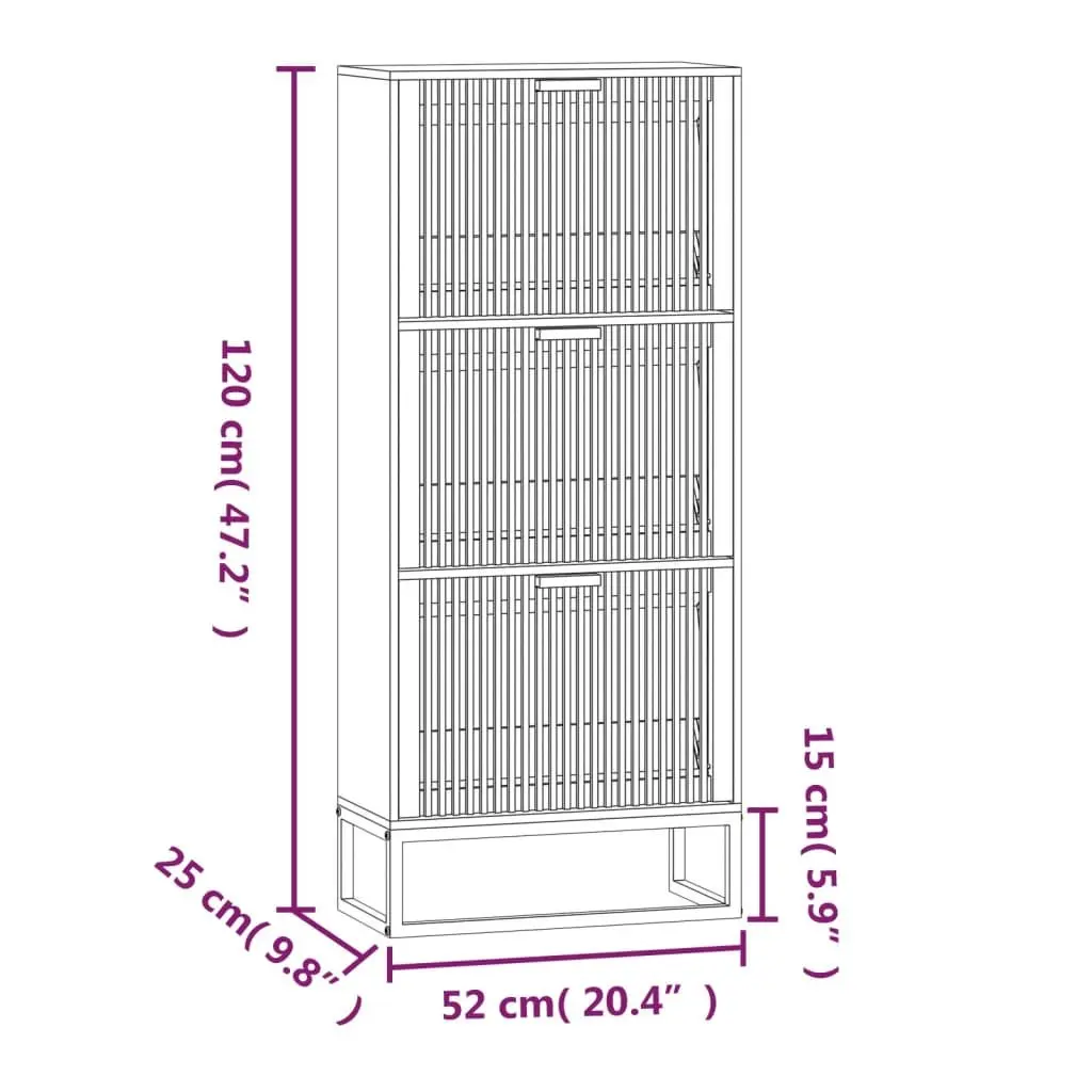 Shoe Storage Cabinet Black Engineered Wood Organizer for Home 52W x 25D x 120H cm