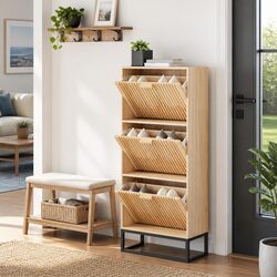 Shoe Cabinet 52x25x120cm Brown Engineered Wood Cupboard Organiser Storage Unit