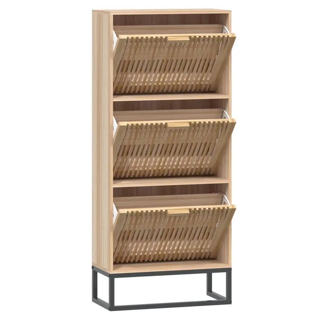 Shoe Cabinet 52x25x120cm Brown Engineered Wood Cupboard Organiser Storage Unit