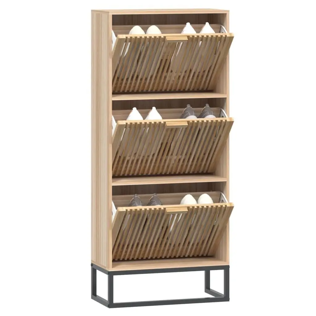 Shoe Cabinet 52x25x120cm Brown Engineered Wood Cupboard Organiser Storage Unit