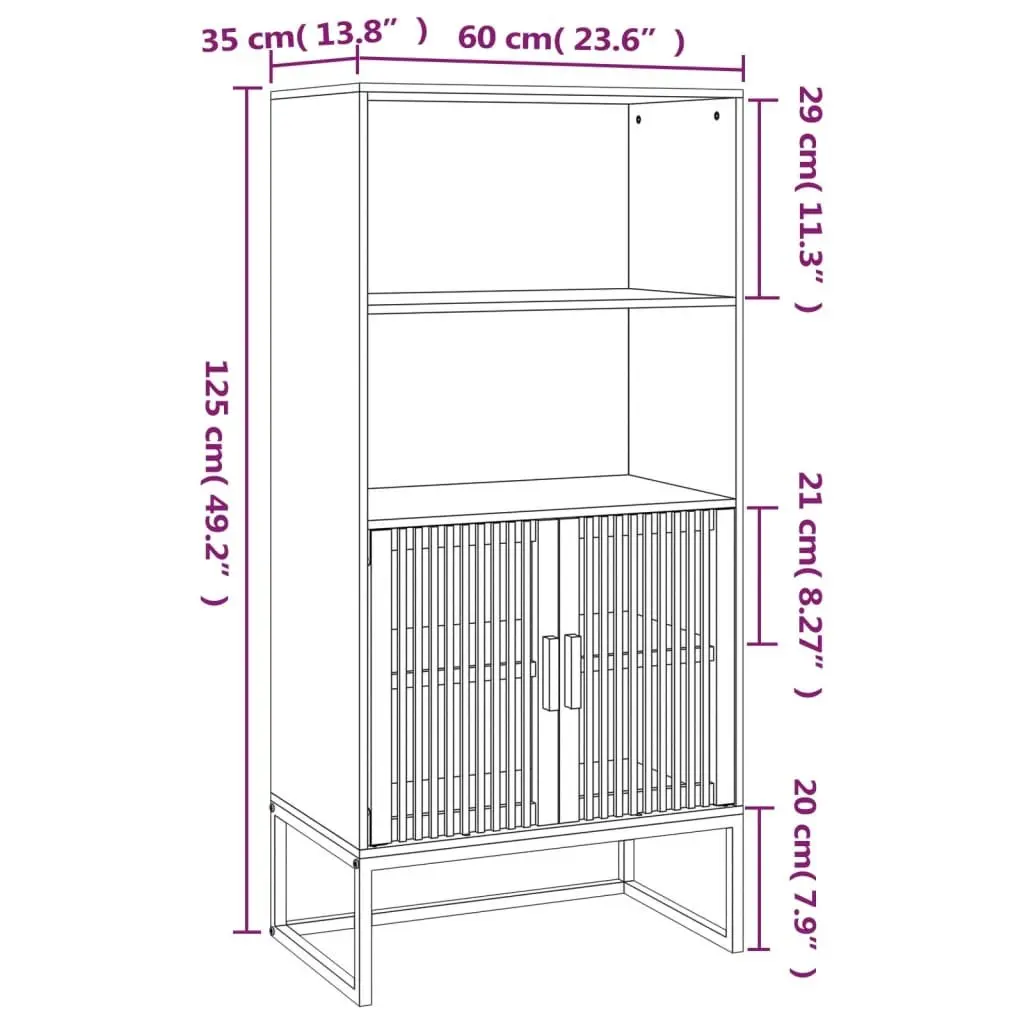 Highboard Storage Cabinet for Home 60x35x125 cm Engineered Wood
