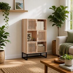 Highboard Storage Cabinet Specifications: 70x35x125cm Brown