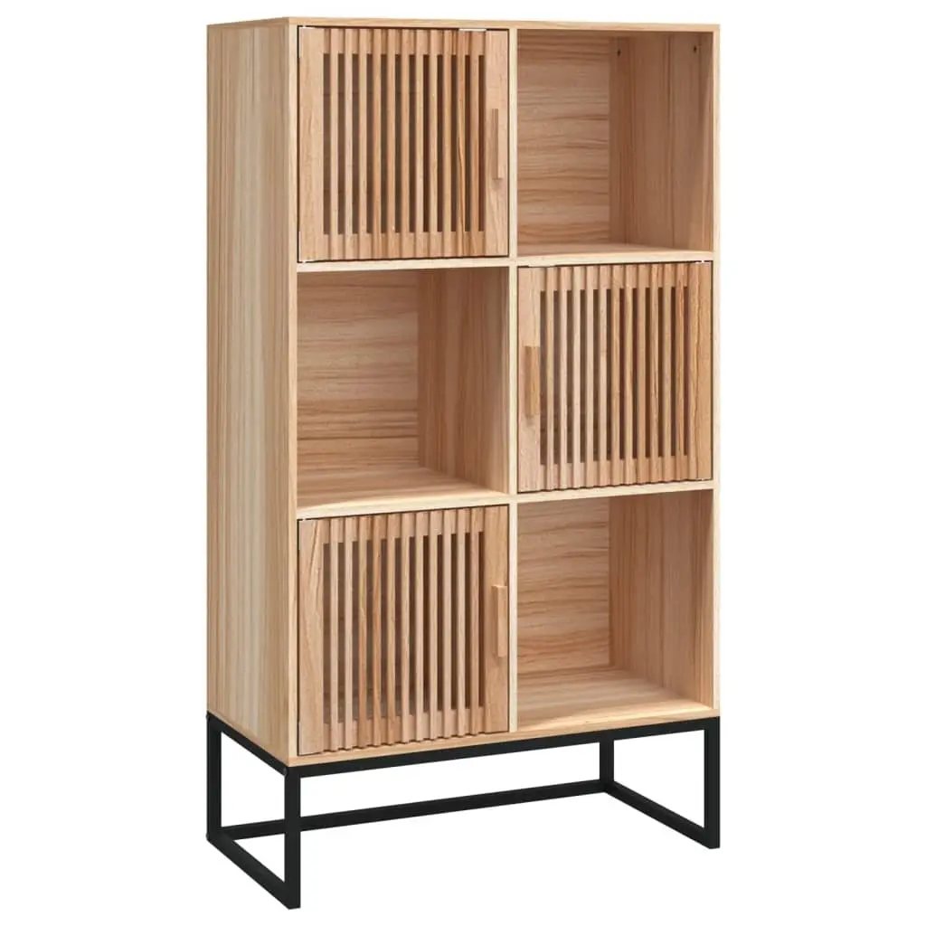 Storage Highboard Cabinet for Interior Use 70x35x125cm Brown Engineered Wood 3 Door
