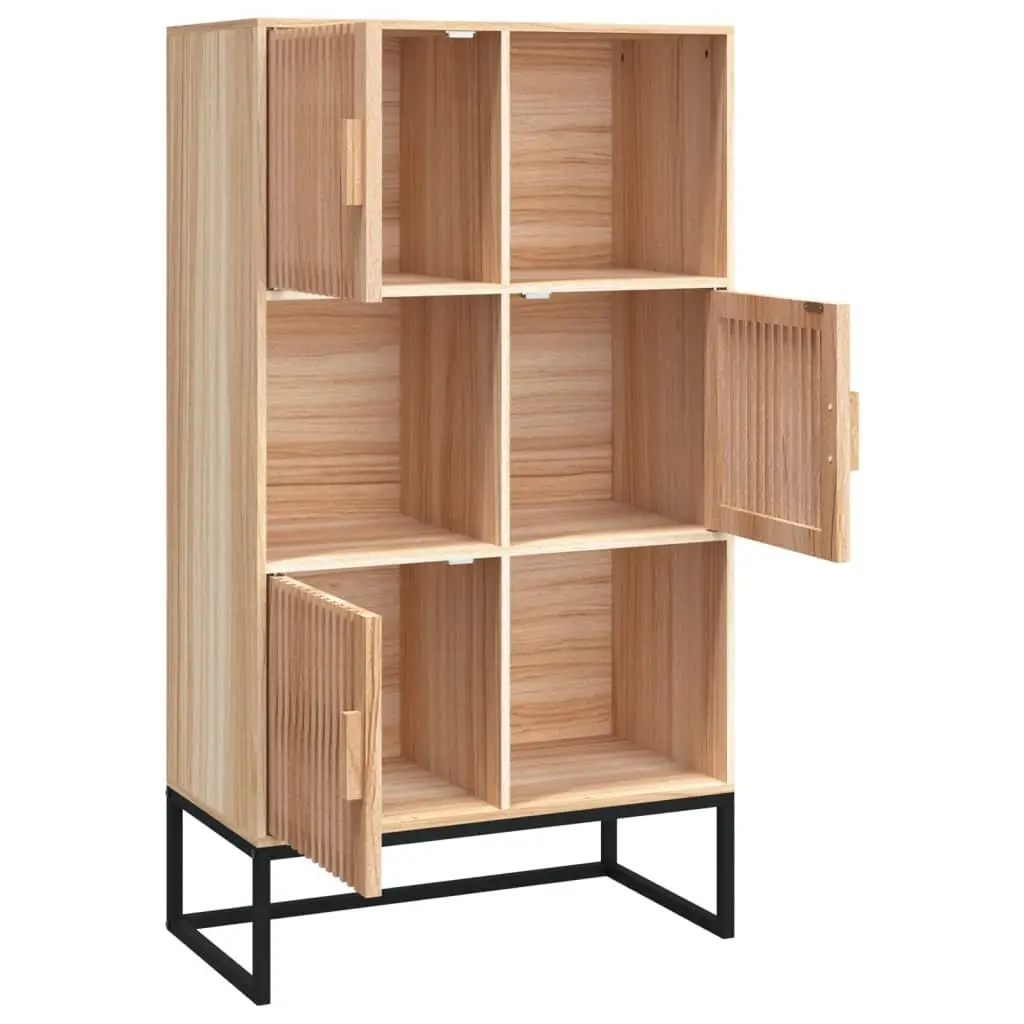 Storage Highboard Cabinet for Interior Use 70x35x125cm Brown Engineered Wood 3 Door