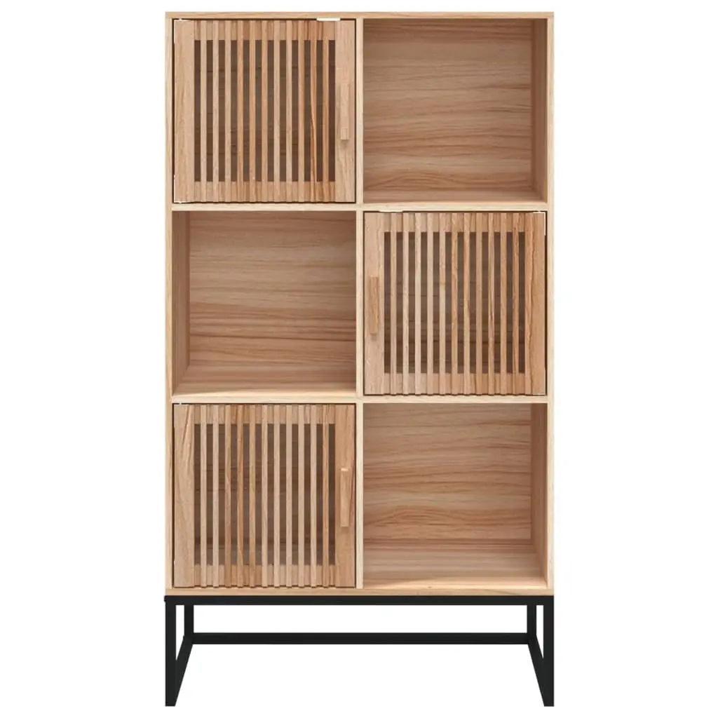Storage Highboard Cabinet for Interior Use 70x35x125cm Brown Engineered Wood 3 Door