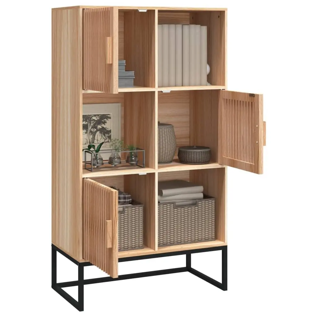 Storage Highboard Cabinet for Interior Use 70x35x125cm Brown Engineered Wood 3 Door