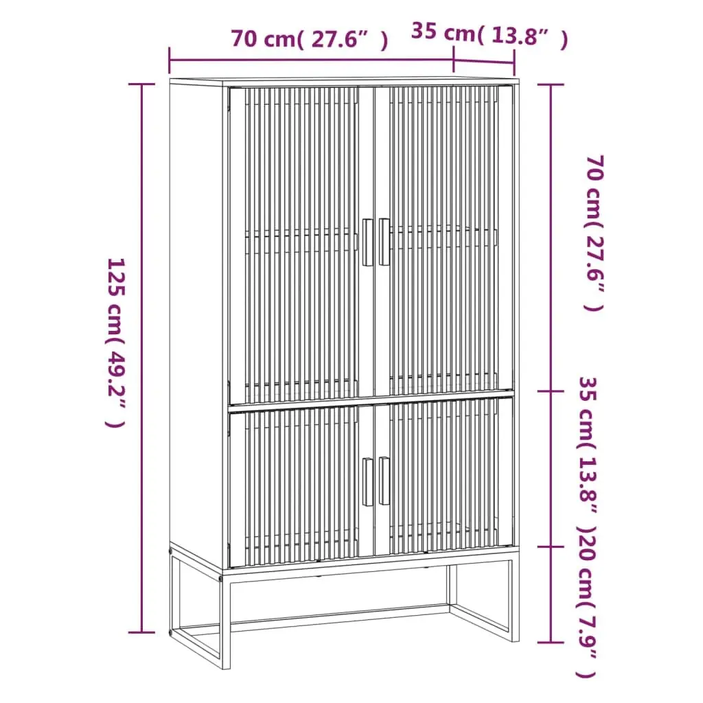 Storage Highboard Cabinet for Home 70x35x125cm Brown Engineered Wood Scandinavian Style