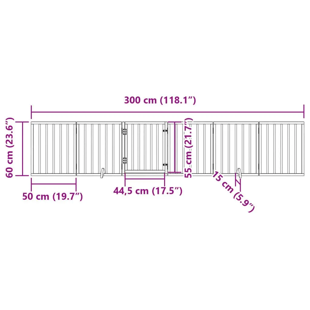 Dog Gate Indoor 6 Panel Foldable Poplar Wood Pet Barrier with Door Lock