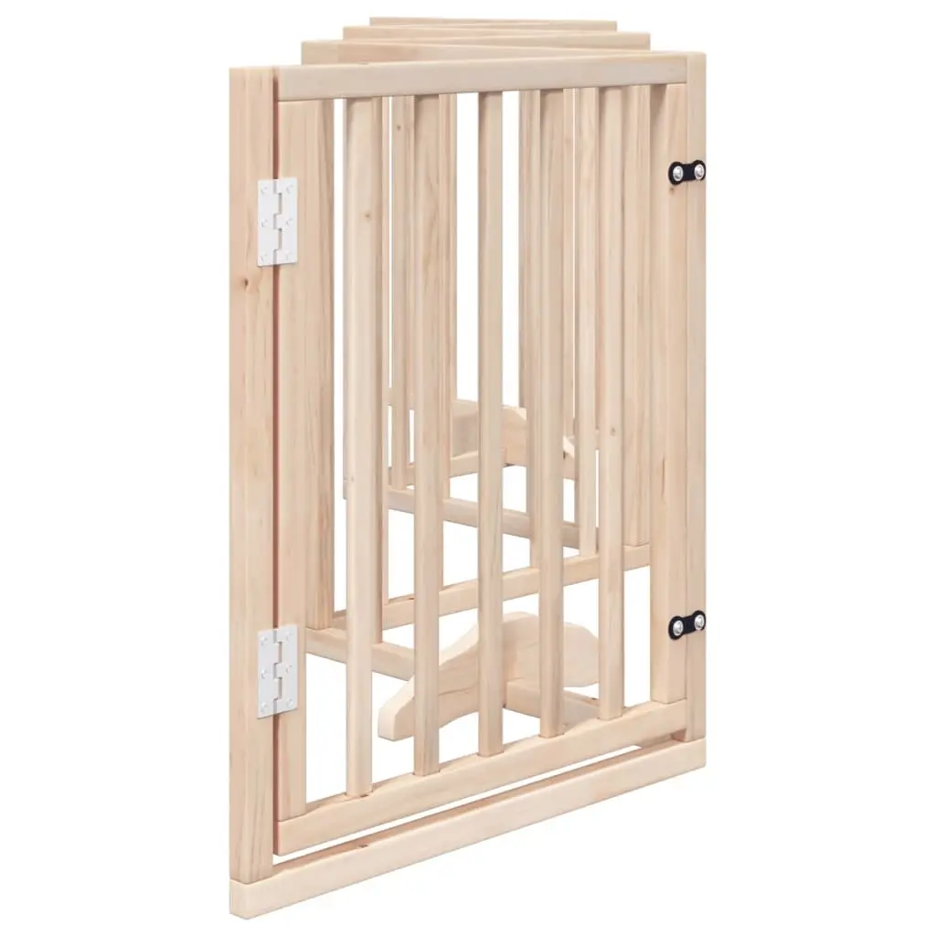 Dog Gate Indoor 6 Panel Foldable Poplar Wood Pet Barrier with Door Lock