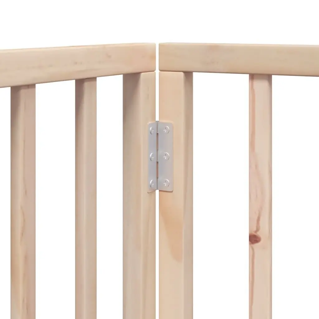 Dog Gate Indoor 6 Panel Foldable Poplar Wood Pet Barrier with Door Lock