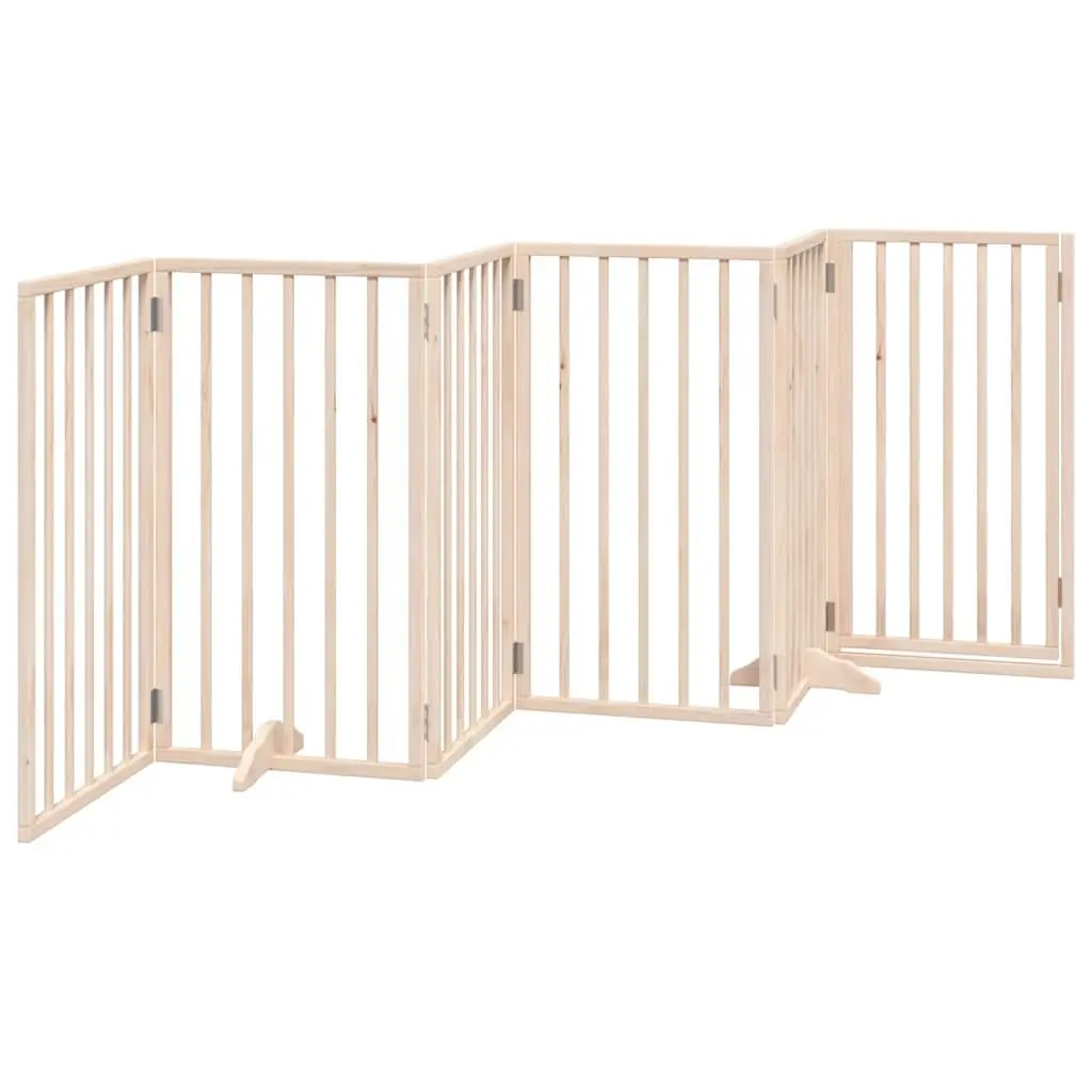 Dog Gate for Living Room 6 Panel 300 cm Poplar Wood Pet Safety Enclosure with Door