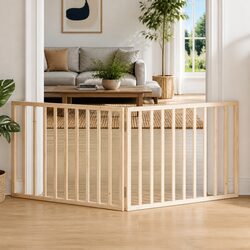 2-Panel Dog Gate, 160cm High, Poplar Wood Safety Barrier