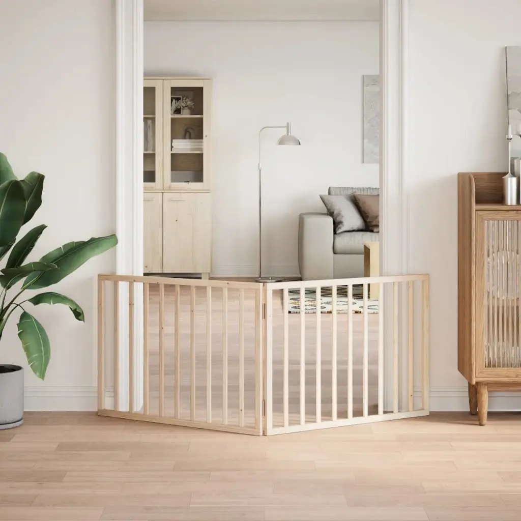 Dog Gate Foldable for Living Room 160cm 2 Panels Poplar Wood Brown