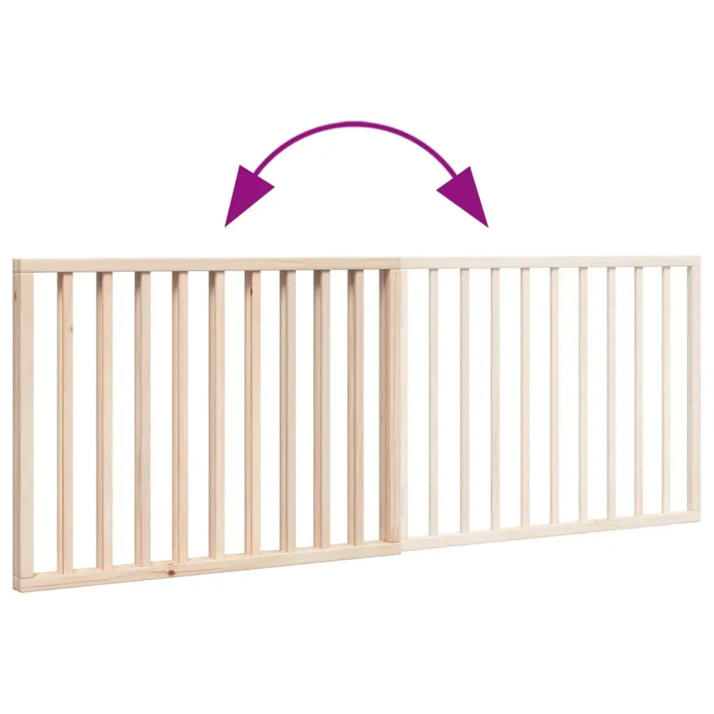 Dog Gate Foldable for Living Room 160cm 2 Panels Poplar Wood Brown