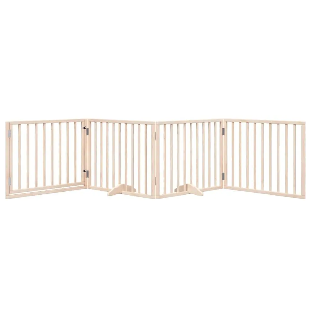 4-Panel Foldable Dog Gate in Brown