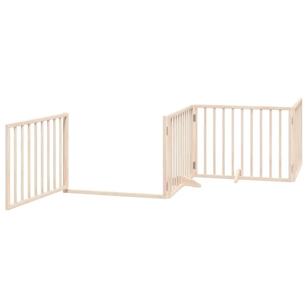 4-Panel Foldable Dog Gate in Brown
