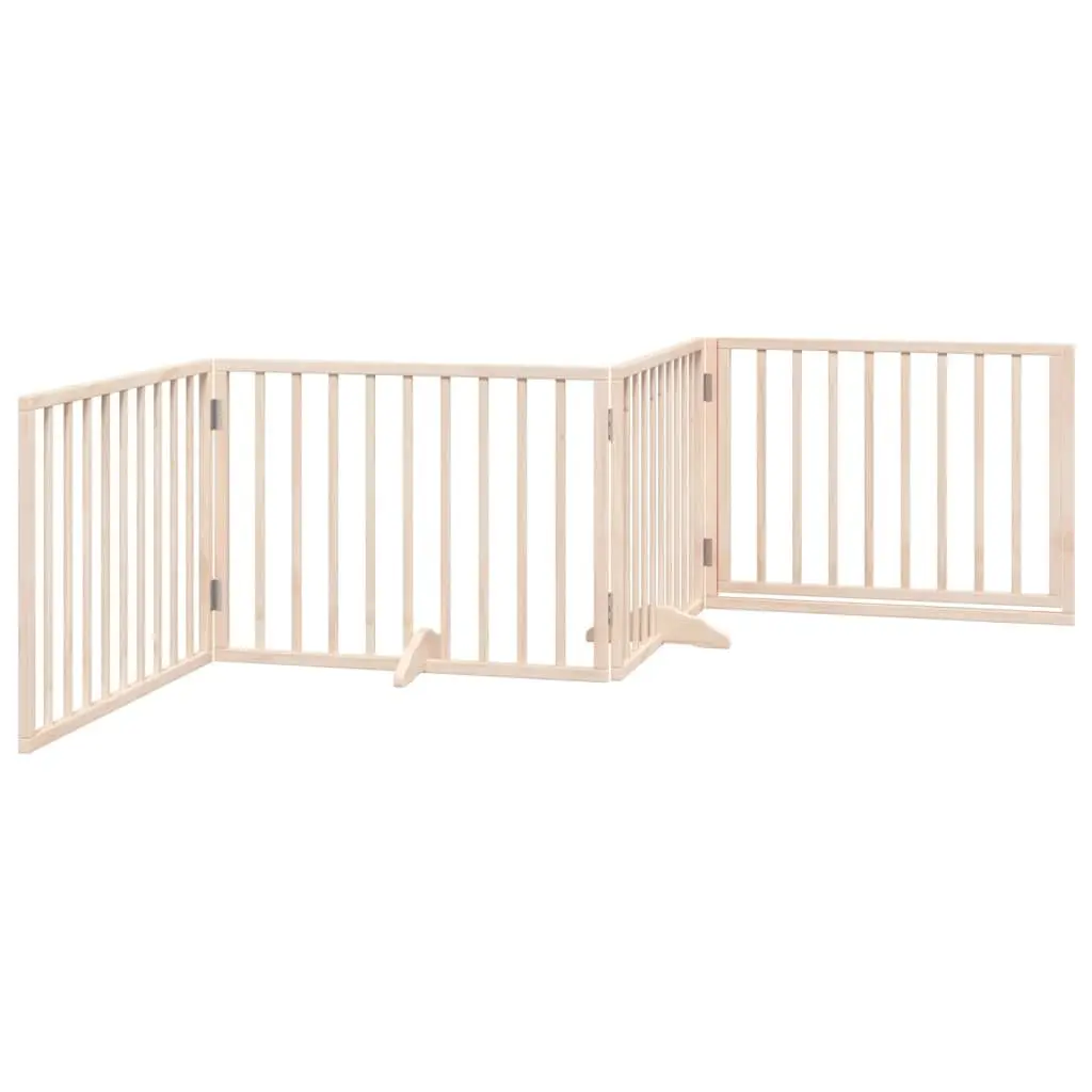 4-Panel Foldable Dog Gate in Brown