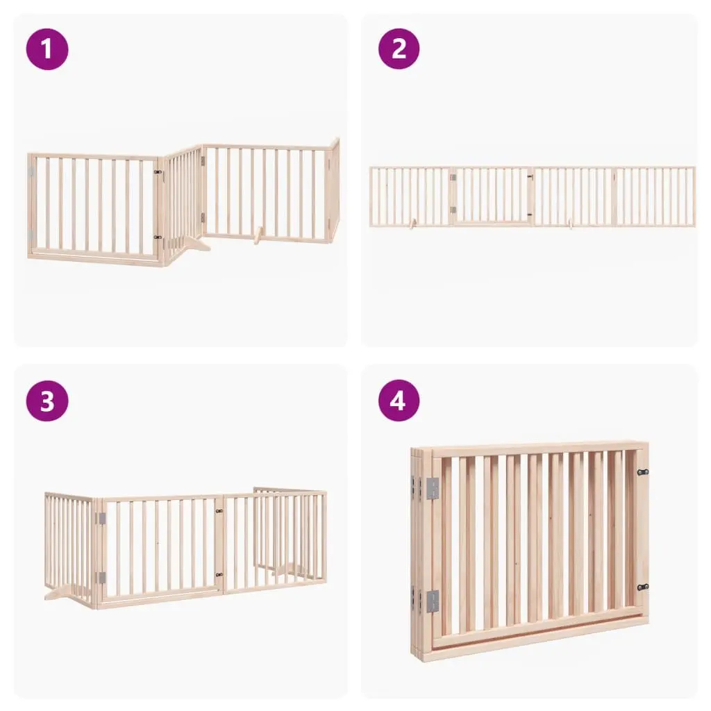 4-Panel Foldable Dog Gate in Brown
