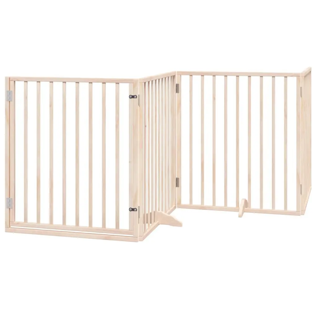 Dog Gate Foldable 4 Panels 320cm Poplar Wood Pet Safety Barrier for Living Room Kitchen Stairs Doorways