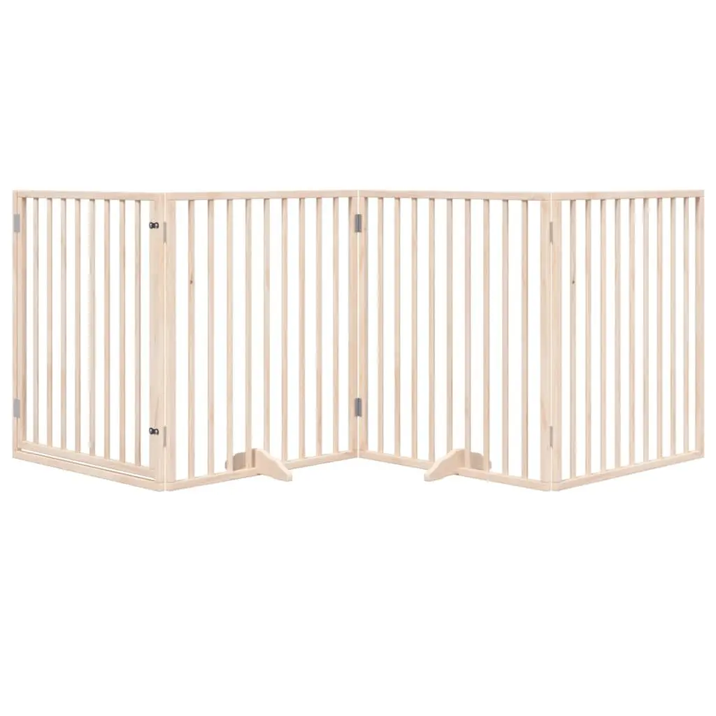 Dog Gate Foldable 4 Panels 320cm Poplar Wood Pet Safety Barrier for Living Room Kitchen Stairs Doorways